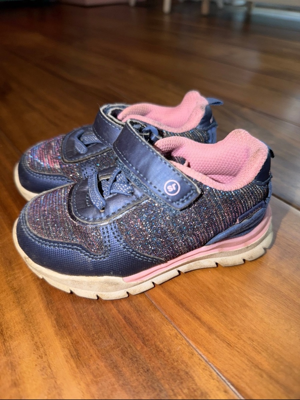 Stride Rite Navy Glitter Sneakers with Pink Lining